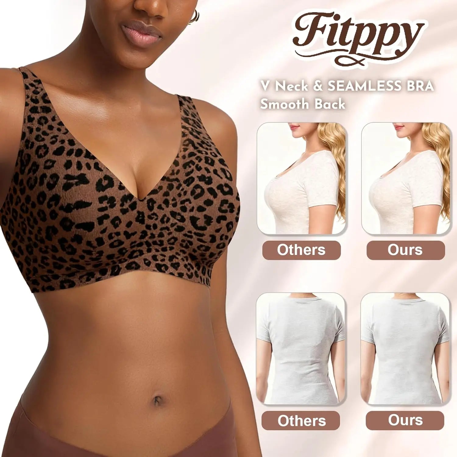 Women's Seamless Wirefree Push Up Deep V Bralette