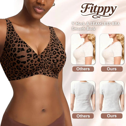 Women's Seamless Wirefree Push Up Deep V Bralette