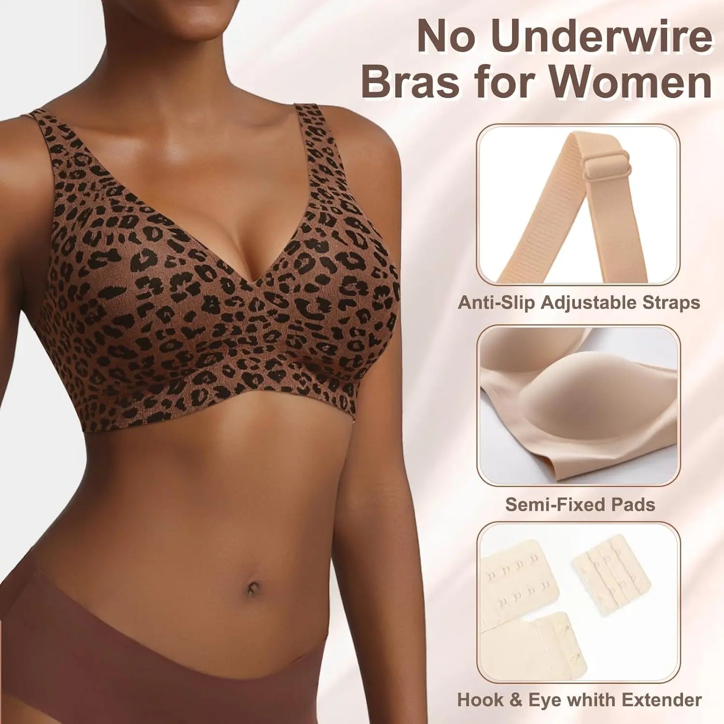 Women's Seamless Wirefree Push Up Deep V Bralette