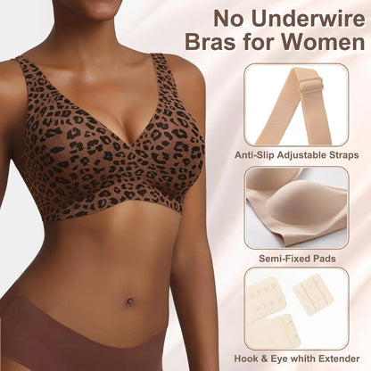 Women's Seamless Wirefree Push Up Deep V Bralette