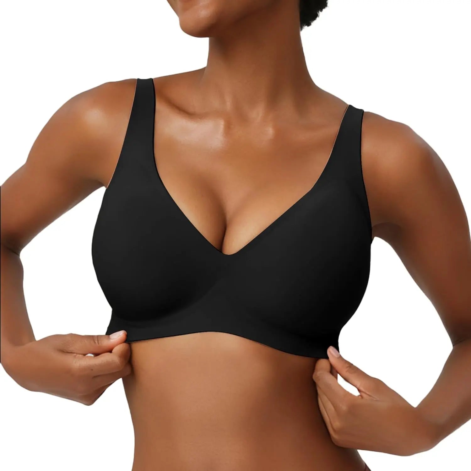 Women's Seamless Wirefree Push Up Deep V Bralette