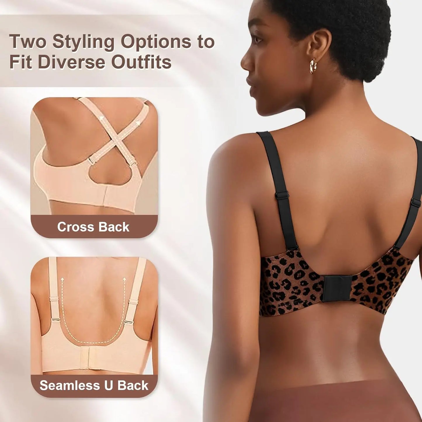 Women's Seamless Wirefree Push Up Deep V Bralette