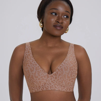 Women's Seamless Wirefree Push Up Deep V Bralette